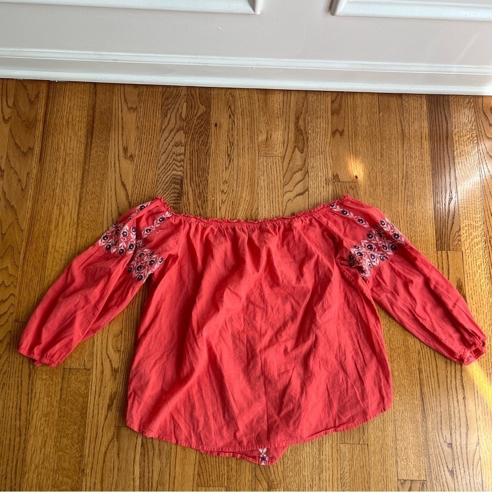 Abercrombie & Fitch Vintage Women Top Embroidered Peasant Hippie Boho Tassel XL - Picture 5 of 7